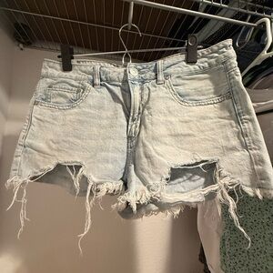 American Eagle Outfitters Blue Distressed Jean Shorts